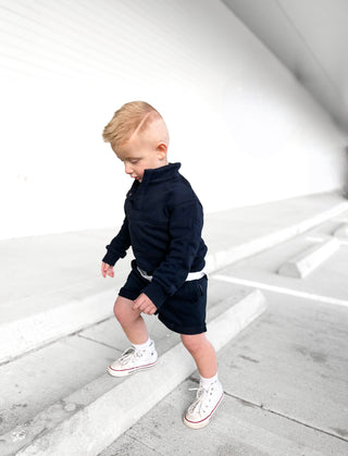 Little Bipsy Mock Neck Pullover - Navy, Little Bipsy Collection, LBSS23, Little Bipsy, Little Bipsy Collection, Little Bipsy Mock Neck Pullover, Little Bipsy Pullover, Mock Neck Pullover, Nav