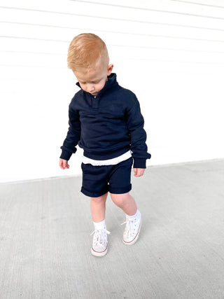 Little Bipsy Mock Neck Pullover - Navy, Little Bipsy Collection, LBSS23, Little Bipsy, Little Bipsy Collection, Little Bipsy Mock Neck Pullover, Little Bipsy Pullover, Mock Neck Pullover, Nav