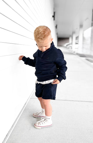 Little Bipsy Mock Neck Pullover - Navy, Little Bipsy Collection, LBSS23, Little Bipsy, Little Bipsy Collection, Little Bipsy Mock Neck Pullover, Little Bipsy Pullover, Mock Neck Pullover, Nav