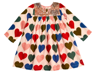 Pink Chicken Strawberry Cream Multi Hearts L/S Courtney Dress, Pink Chicken, Big Girls Clothing, Dress, Dress for Girls, Dresses for Girls, Little Girls Clothing, Little Girls Dress, Little G