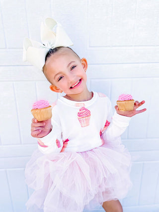 Brokedown Clothing Kid's Cupcake Sweatshirt, Brokedown Clothing, 2nd Birthday, 3rd Birthday, 4th Birthday, 5th Birthday, Birthday, Birthday Girl, Birthday Girl Outfit, Birthday girl Shirt, Bi