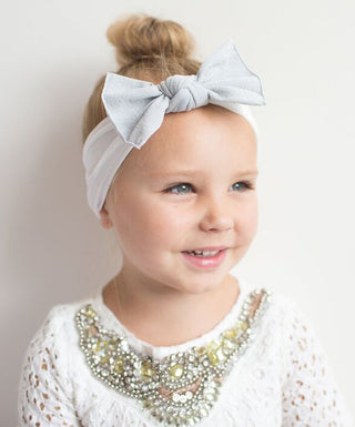 Baby Bling Metallic Knot Headband-Silver on White, Baby Bling, Baby Bling, Baby Bling Bows, Baby Bling Headband, Baby Bling Headbands, Baby Bling Knot, Baby Bling Knot Headband, Baby Bling Kn