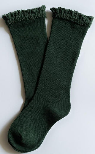 Little Stocking Co Lace Top Knee High Socks - Forest Green, Little Stocking Co, cf-size-7-10y, cf-type-knee-high-socks, cf-vendor-little-stocking-co, Little Stocking Co, Little Stocking Co Fa