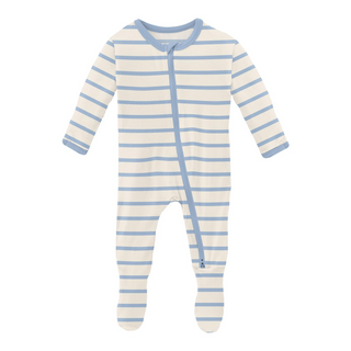 KicKee Pants Pond Sweet Stripe Footie with 2 Way Zipper, KicKee Pants, Footie with Zipper, KicKee, KicKee Footie, KicKee Footie with Zipper, kickee pants footie, KicKee Pants Footie with Zipp