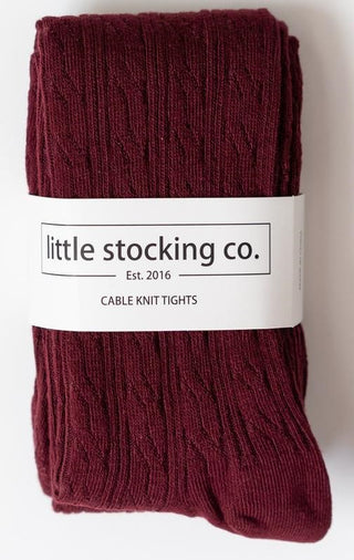 Little Stocking Co Cable Knit Tights - Wine, Little Stocking Co, Cable Knit Tights, cf-size-0-6-months, cf-size-1-2y, cf-size-3-4y, cf-size-5-6y, cf-size-6-12-months, cf-type-tights, cf-vendo