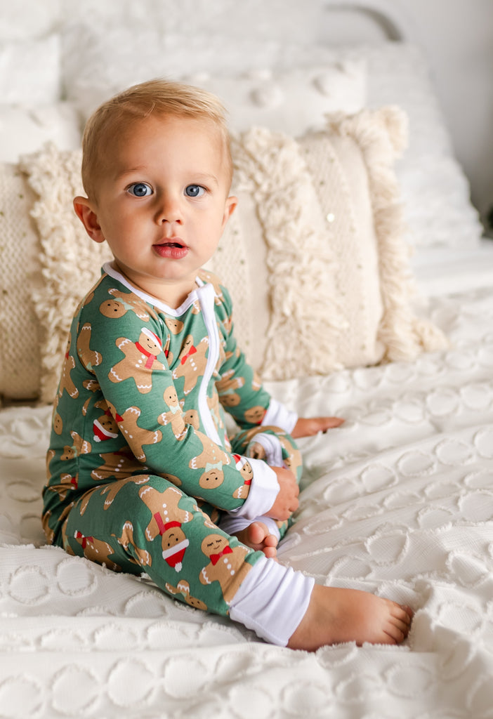 Little Sleepies Green Gingerbread Bamboo Convertible Romper/Sleeper ...