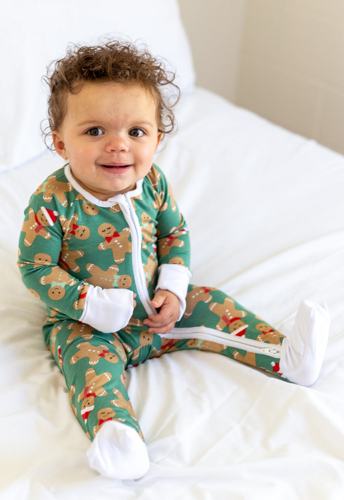 Little Sleepies Green Gingerbread Bamboo Convertible Romper/Sleeper ...