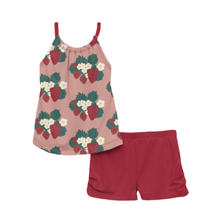 KicKee Pants Blush Strawberry Farm Gathered Cami & Shorts Outfit Set, KicKee Pants, Blush Strawberry Farm, Cami & Shorts Outfit Set, CM22, KicKee Pants, KicKee Pants Gathered Cami & Shorts Ou