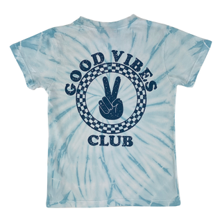 Tiny Whales Good Vibes Club Blue Tie Dye S/S Tee, Tiny Whales, Boys Clothing, cf-size-8y, cf-type-shirt, cf-vendor-tiny-whales, CM22, Good Vibes Club, Made in the USA, Tiny Whales, Tiny Whale