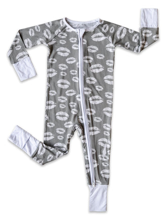 Little Sleepies Gray Kisses Convertible Romper/Sleeper, Little Sleepies, Bamboo Pajamas, CM22, Coverall, Footie, Little Sleepies, Little Sleepies Bamboo, Little Sleepies Convertible Romper/Sl