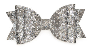 Silver Glitter Bow Clip, Sweet Wink, Alligator Clip Hair Bow, Clippie Hair Bow, Hair Bow, Hair Bow on Clippie, Hair Bows, JAN23, Silver Glitter Bow Clip, Silver Glitter Hair Bow, Silver Glitt