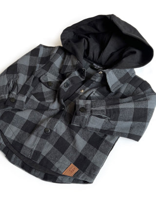 Little Bipsy Hooded Flannel - Pewter, Little Bipsy Collection, CM22, Flannel, Hooded Flannel, JAN23, Little Bipsy, Little Bipsy Collection, Little Bipsy Fall, Little Bipsy Fall 2022, Little B