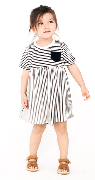 Little Bipsy Stripe Swoop Dress-Black, Little Bipsy Collection, Black Friday, Cyber Monday, Els PW 8258, End of Year, End of Year Sale, JAN23, Little Bipsy, Little Bipsy Collection, Little Bi