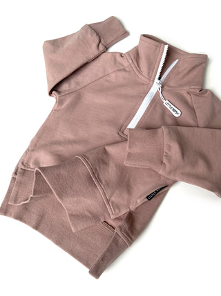 Little Bipsy Zip Pullover - Dusty Plum, Little Bipsy Collection, cf-size-0-3-months, cf-size-12-18-months, cf-type-pullover, cf-vendor-little-bipsy-collection, CM22, Dusty Plum, JAN23, LBSS22