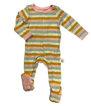 Kozi & Co Peony Stripe Footie, Kozi & co, cf-size-0-3-months, cf-size-3-6-months, cf-type-footie, cf-vendor-kozi-&-co, CM22, Els PW 5060, Footie, Footie with Snaps, Kozi, Kozi & Co, Kozi & Co