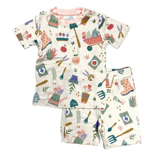 Kozi & Co Peony Tools S/S Pajama Set with Shorts, Kozi & co, cf-size-5t, cf-size-6-years, cf-size-7-years, cf-type-pajama-set, cf-vendor-kozi-&-co, CM22, Els PW 5060, Kozi, Kozi & Co, Kozi & 