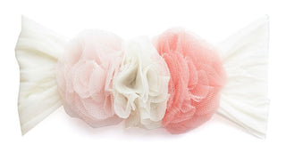 Baby Bling Triple Mesh Flower Headband-Peach/Ivory/Coral, Baby Bling, Baby, Baby Bling, Baby Bling Bows, Baby Bling Floral, Baby Bling Flower Headband, Baby Bling Headband, Baby Headband, Bab