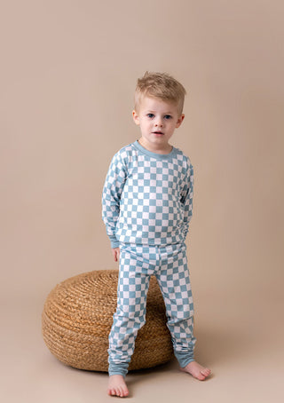 In My Jammers Teal Checkerboard L/S 2pc PJ Set, In My Jammers, Bamboo, Bamboo Pajamas, cf-size-5t, cf-type-pajamas, cf-vendor-in-my-jammers, CM22, In My Jammers, In My Jammers L/S 2pc PJ Set,