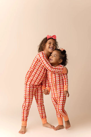 In My Jammers Peachy Plaid L/S 2pc PJ Set, In My Jammers, Bamboo, Bamboo Pajamas, cf-size-3t, cf-size-4t, cf-size-5t, cf-type-pajamas, cf-vendor-in-my-jammers, In My Jammers, In My Jammers L/