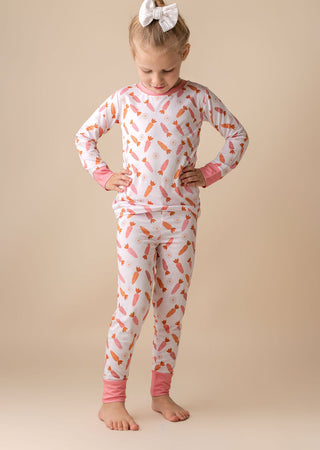 In My Jammers Pink Carrot L/S 2pc PJ Set, In My Jammers, Bamboo, Bamboo Pajamas, Boho Bunny, cf-size-2t, cf-size-3t, cf-size-4t, cf-size-5t, cf-type-pajamas, cf-vendor-in-my-jammers, Easter, 