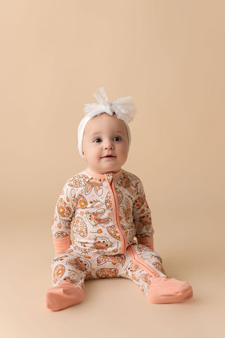 In My Jammers Boho Bunny Zipper Romper, In My Jammers, Bamboo, Bamboo Pajamas, cf-size-0-3-months, cf-size-12-18-months, cf-size-18-24-months, cf-size-3-6-months, cf-size-6-9-months, cf-size-