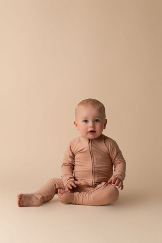 In My Jammers Solid Desert Ribbed Zipper Romper, In My Jammers, Bamboo, Bamboo Pajamas, cf-size-12-18-months, cf-size-18-24-months, cf-size-2t, cf-size-6-9-months, cf-size-9-12-months, cf-typ