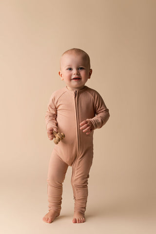 In My Jammers Solid Desert Ribbed Zipper Romper, In My Jammers, Bamboo, Bamboo Pajamas, cf-size-12-18-months, cf-size-18-24-months, cf-size-2t, cf-size-6-9-months, cf-size-9-12-months, cf-typ