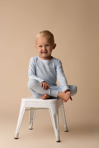 In My Jammers Solid Sky Blue Ribbed L/S 2pc PJ Set, In My Jammers, Bamboo, Bamboo Pajamas, cf-size-3t, cf-size-4t, cf-size-5t, cf-size-6t, cf-size-7-8y, cf-type-pajamas, cf-vendor-in-my-jamme