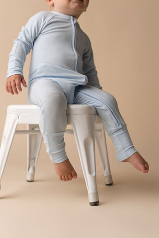 In My Jammers Solid Sky Blue Ribbed Zipper Romper, In My Jammers, Bamboo, Bamboo Pajamas, cf-size-12-18-months, cf-size-18-24-months, cf-size-2t, cf-size-3-6-months, cf-size-6-9-months, cf-ty