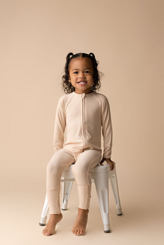 In My Jammers Solid Nude Ribbed Zipper Romper, In My Jammers, Bamboo, Bamboo Pajamas, cf-size-12-18-months, cf-size-18-24-months, cf-size-2t, cf-size-3-6-months, cf-size-6-9-months, cf-size-9