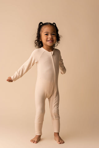 In My Jammers Solid Nude Ribbed Zipper Romper, In My Jammers, Bamboo, Bamboo Pajamas, cf-size-12-18-months, cf-size-18-24-months, cf-size-2t, cf-size-3-6-months, cf-size-6-9-months, cf-size-9