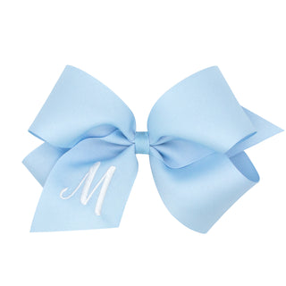 King Blue w/White Monogram Hair Bow on Clippie, Wee Ones, Alligator Clip, Alligator Clip Hair Bow, cf-type-hair-bow, cf-vendor-wee-ones, Clippie, Grosgrain, Hair Bow, Initial, Initial Hair Bo