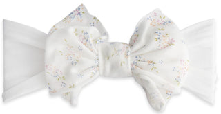 Baby Bling White Floral Jersey Bow Headband, Baby Bling, Baby Bling, Baby Bling Bows, Baby Bling Headband, Baby Headband, Baby Headbands, Headband, Headband for Baby, Jersey Bow Headband, Mad