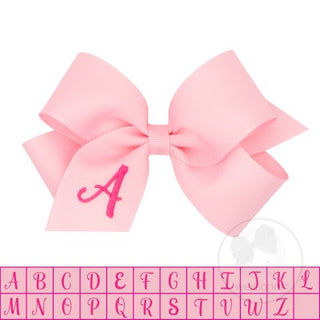 Medium Light Pink w/Hot Pink Monogram Hair Bow on Clippie, Wee Ones, Alligator Clip, Alligator Clip Hair Bow, cf-type-hair-bow, cf-vendor-wee-ones, Clippie, Grosgrain, Hair Bow, Initial, Init