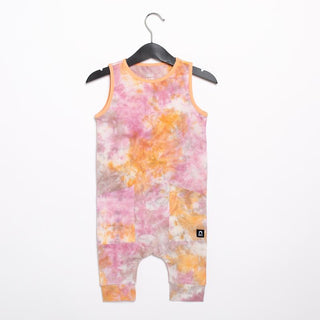 RAGS Tank Capri Hip Pocket Romper - Tie Dye Apricot Wash & Misty Rose, RAGS, CM22, MovingSummer2022, RAGS, Rags Romper, RAGS Tank Capri Hip Pocket Romper, RAGS Tank Capri Hip Pocket Romper - 