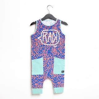 RAGS Tank Capri Hip Pocket Romper - Rad Red & Blue Leopard, RAGS, CM22, Leopard RAGS, MovingSummer2022, RAGS, RAGS Leopard Rad, RAGS Rad Red & Blue Leopard, RAGS Rad Romper, Rags Romper, RAGS