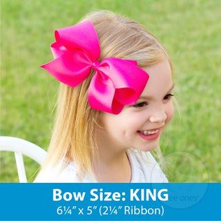 King Hot Pink w/White Initial Hair Bow on Clippie, Wee Ones, Alligator Clip, Alligator Clip Hair Bow, Clippie, Grosgrain, Hair Bow, Hot Pink, Initial, Initial Hair Bow, King Hot Pink w/White 