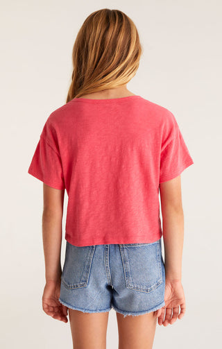 Z Supply Girls Nattie Tee - Strawberry, Z Supply, JAN23, Top, Tween Girl, tween girls, Tween Girls Clothing, Z Supply, Z Supply Girls, Z Supply Girls Nattie Tee, Z Supply Girls Nattie Tee - S