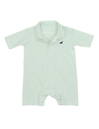 Properly Tied LD Baby Jackson Polo Shortall in Mint Stripe, Properly Tied, Baby Shortall, cf-size-0-3-months, cf-size-12-months, cf-size-3-6-months, cf-type-baby-&-toddler-outfits, cf-vendor-