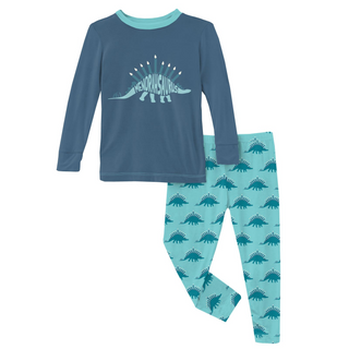 KicKee Pants Iceberg Menorahsaurus Graphic Tee L/S Pajama Set, KicKee Pants, All Things Holiday, cf-size-12-18-months, cf-type-pajama-set, cf-vendor-kickee-pants, CM22, Iceberg Menorahsaurus,