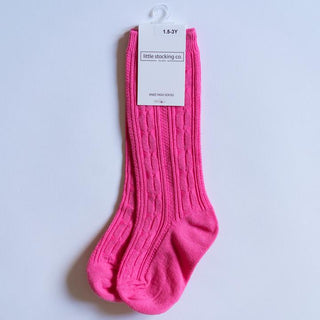 Little Stocking Co Knee High Socks - Hot Pink, Little Stocking Co, Cable Knit Knee High, Cable Knit Knee High Socks, Knee High, Knee High Socks, Knee Highs, Little Stocking Co, Little Stockin