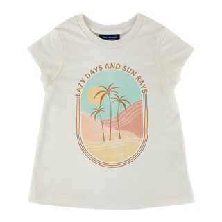 Tiny Whales Lazy Days Sunny Rays Girls Natural Crew S/S Tee, Tiny Whales, cf-size-10y, cf-size-4t, cf-size-8y, cf-type-shirt, cf-vendor-tiny-whales, CM22, Made in the USA, Tiny Whales, Tiny W