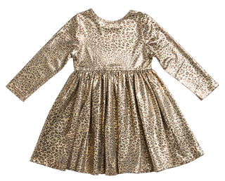 Pink Chicken Liza Lame L/S Dress - Leopard Metallic, Pink Chicken, Big Girls Clothing, Dress, Dress for Girls, Dresses for Girls, Little Girls Clothing, Little Girls Dress, Little Girls Dress