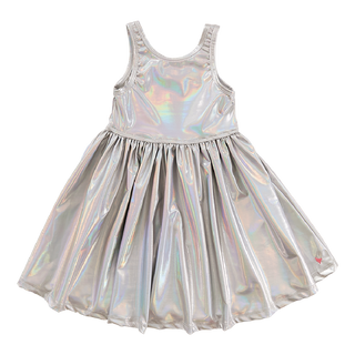 Pink Chicken Liza Lame Dress - Holographic Silver, Pink Chicken, Big Girls Clothing, Dress, Dress for Girls, Dresses for Girls, Holographic Silver, Little Girls Clothing, Little Girls Dress, 