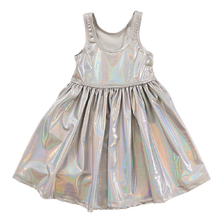 Pink Chicken Liza Lame Dress - Holographic Silver, Pink Chicken, Big Girls Clothing, Dress, Dress for Girls, Dresses for Girls, Holographic Silver, Little Girls Clothing, Little Girls Dress, 