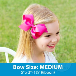 Medium Navy w/White Initial Hair Bow on Clippie, Wee Ones, Alligator Clip, Alligator Clip Hair Bow, cf-type-hair-bow, cf-vendor-wee-ones, Clippie, CM22, Grosgrain, Hair Bow, Initial, Initial 