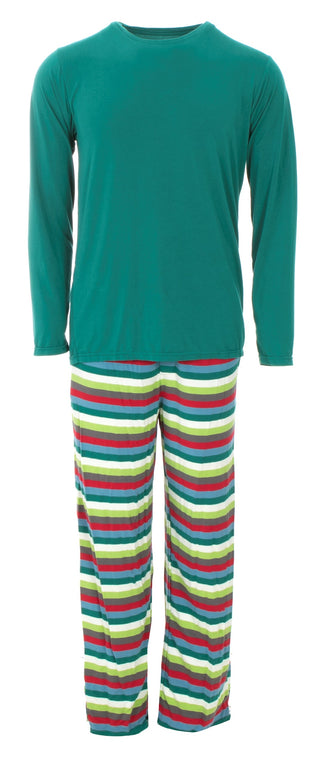 KicKee Pants 2020 Multi Stripe Men's L/S Pajama Set, KicKee Pants, 2pc Pajama Set, All Things Holiday, Bamboo Pajama, Bamboo Pajama Set, Bamboo Pajamas, cf-size-mens-large, cf-type-mens-pajam