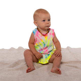 Fairwell Terra Romper in Neon Spiral, Fairwell, CM22, Fairwell, Fairwell Kids Clothing, Fairwell Neon Spiral, Fairwell Terra Romper, Fairwell Terra Romper in Neon Spiral, Fairwell Tie Dye, Fa