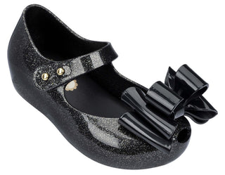 Mini Melissa Ultragirl Sweet-Black/Silver, Mini Melissa, Els PW 5060, Els PW 8258, End of Year, End of Year Sale, Girls Shoes, Melissa Shoes, Mini melissa Black, Mini Melissa Bow, mini meliss