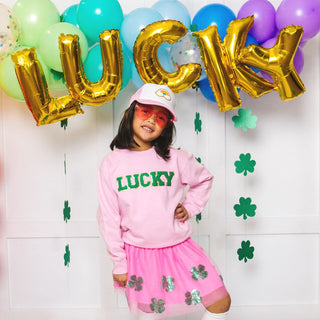 Sweet Wink Lucky Patch L/S Pink Sweatshirt, Sweet Wink, cf-size-3t, cf-size-5-6y, cf-type-sweatshirt, cf-vendor-sweet-wink, Lucky Patch Sweatshirt, Lucky Sweatshirt, St Patrick's Day, Sweatsh